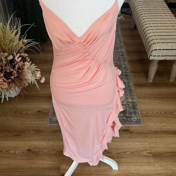 MORE TO COME Natasha Ruffle Midi Dress in Pink - Picture 9 of 11